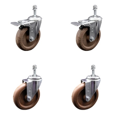 Service Caster 5 Inch SS High Temp Glass Filled Nylon 3/8 Inch Stem Caster Lock Brake SCC, 2PK SCC-SSTSTTL20S514-GFNSHT-381615-2-S2